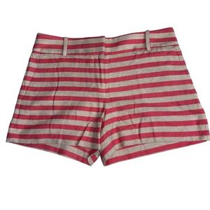 Ann Taylor LOFT Riviera Shorts Women's 2‎ Coral Tan Stripe Linen Blend 4" Inseam